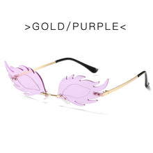 Carica l&#39;immagine nel visualizzatore di Gallery, Ladies Frameless Fish Sunglasses  Flame Feather Sun glasses  Retro Ladies Metal  Glasses UV400 Ocean Tablets