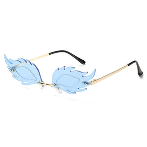 Ladies Frameless Fish Sunglasses  Flame Feather Sun glasses  Retro Ladies Metal  Glasses UV400 Ocean Tablets