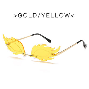 Ladies Frameless Fish Sunglasses  Flame Feather Sun glasses  Retro Ladies Metal  Glasses UV400 Ocean Tablets