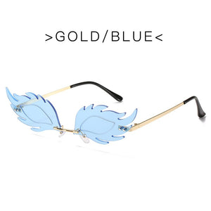 Ladies Frameless Fish Sunglasses  Flame Feather Sun glasses  Retro Ladies Metal  Glasses UV400 Ocean Tablets