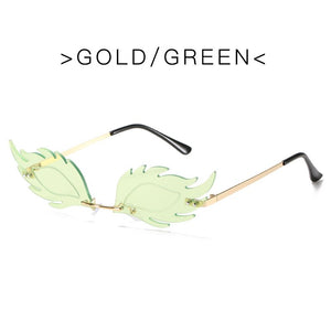Ladies Frameless Fish Sunglasses  Flame Feather Sun glasses  Retro Ladies Metal  Glasses UV400 Ocean Tablets