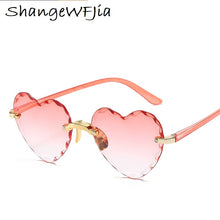 Carica l'immagine nel visualizzatore di Gallery, Ladies Heart Shaped Sunglasses metal Women Brand Designer Fashion Rimless Gradient Sun Glasses Oculos UV400