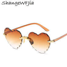 Carica l'immagine nel visualizzatore di Gallery, Ladies Heart Shaped Sunglasses metal Women Brand Designer Fashion Rimless Gradient Sun Glasses Oculos UV400