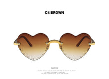 Carica l'immagine nel visualizzatore di Gallery, Ladies Heart Shaped Sunglasses metal Women Brand Designer Fashion Rimless Gradient Sun Glasses Oculos UV400