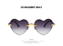 Carica l'immagine nel visualizzatore di Gallery, Ladies Heart Shaped Sunglasses metal Women Brand Designer Fashion Rimless Gradient Sun Glasses Oculos UV400