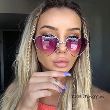 Load image into Gallery viewer, Ladies Heart Shaped Sunglasses metal Women Brand Designer Fashion Rimless LOVE Clear Ocean Lenses Sun Glasses Oculos UV400