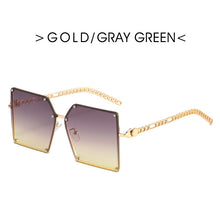 Load image into Gallery viewer, Ladies Metal Rivet Sunglasses Women  Personality Big Frame Oversized Shades Chain Glasses Cool EyewearUnisex Oculos Femin