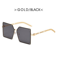 Load image into Gallery viewer, Ladies Metal Rivet Sunglasses Women  Personality Big Frame Oversized Shades Chain Glasses Cool EyewearUnisex Oculos Femin