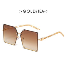 Load image into Gallery viewer, Ladies Metal Rivet Sunglasses Women  Personality Big Frame Oversized Shades Chain Glasses Cool EyewearUnisex Oculos Femin