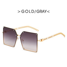 Load image into Gallery viewer, Ladies Metal Rivet Sunglasses Women  Personality Big Frame Oversized Shades Chain Glasses Cool EyewearUnisex Oculos Femin