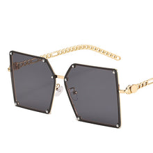 Load image into Gallery viewer, Ladies Metal Rivet Sunglasses Women  Personality Big Frame Oversized Shades Chain Glasses Cool EyewearUnisex Oculos Femin