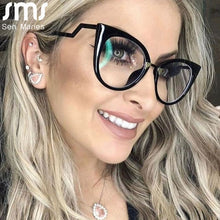 Carica l&#39;immagine nel visualizzatore di Gallery, Ladies Optical Sexy Cat Eye Glasses Frames Women Brand Designer Eyeglasses Clear Lens Eyewear UV400