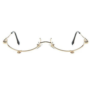 Ladies Oval Makeup Decoration Glasses Waterdrop Pendant Eyeglasses Frame Women Female Metal Glasses Without Lenses