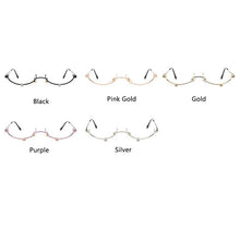 Load image into Gallery viewer, Ladies Oval Makeup Decoration Glasses Waterdrop Pendant Eyeglasses Frame Women Female Metal Glasses Without Lenses