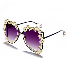 Carica l&#39;immagine nel visualizzatore di Gallery, Ladies Retro Sunglasses Big Brand Designer Uv400 Glasses Female Gradient Black Shadow  Glasses