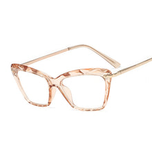 Carica l&#39;immagine nel visualizzatore di Gallery, Lady Cat Eye Glasses Frames for Women Sexy Oversized Metal Frame Brand Designer Optical EyeGlasses Transparent Eyewear