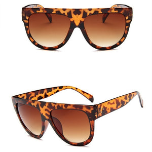 Lady Flat top Oversized Sunglasses Women Retro Female Big Frames UV400 Cat Eye Sunglass Electroplated Rivet Sun Glasses Shades