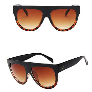 Lady Flat top Oversized Sunglasses Women Retro Female Big Frames UV400 Cat Eye Sunglass Electroplated Rivet Sun Glasses Shades