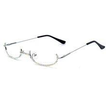 Load image into Gallery viewer, Lady&#39;s Cat Eyes Half Frame Diamond Glasses Frame Retro Women Crystal Eyewear Glasses Without Lens Groove Eyeglasses Frame
