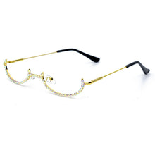 Load image into Gallery viewer, Lady&#39;s Cat Eyes Half Frame Diamond Glasses Frame Retro Women Crystal Eyewear Glasses Without Lens Groove Eyeglasses Frame