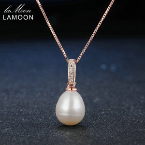 8mm 100% Natural Pearl Jewelry 925 Sterling Silver Pendant Necklace Women Jewelry LMNI047