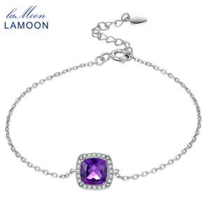 White Gold Plated Trendy Bracelets For Women 1.75ct 100% Natural Purple Amethyst 925 Sterling Silver Fine Jewelry LMHI007