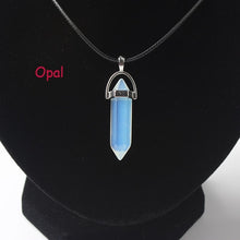 Load image into Gallery viewer, Hexagonal Column Necklaces Natural Crystal Pendants Stone Pendant Leather Chains Necklace For Women Fashion Jewelry
