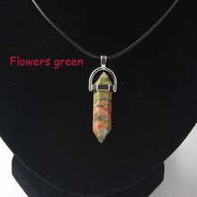 Load image into Gallery viewer, Hexagonal Column Necklaces Natural Crystal Pendants Stone Pendant Leather Chains Necklace For Women Fashion Jewelry