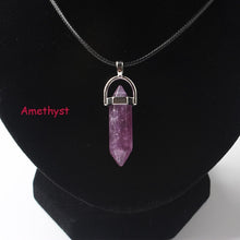 Load image into Gallery viewer, Hexagonal Column Necklaces Natural Crystal Pendants Stone Pendant Leather Chains Necklace For Women Fashion Jewelry