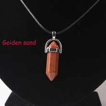 Load image into Gallery viewer, Hexagonal Column Necklaces Natural Crystal Pendants Stone Pendant Leather Chains Necklace For Women Fashion Jewelry
