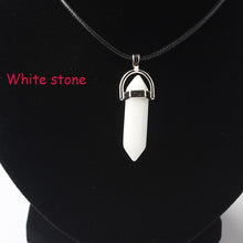 Load image into Gallery viewer, Hexagonal Column Necklaces Natural Crystal Pendants Stone Pendant Leather Chains Necklace For Women Fashion Jewelry