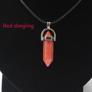 Hexagonal Column Necklaces Natural Crystal Pendants Stone Pendant Leather Chains Necklace For Women Fashion Jewelry