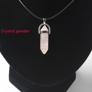 Hexagonal Column Necklaces Natural Crystal Pendants Stone Pendant Leather Chains Necklace For Women Fashion Jewelry