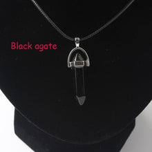 Load image into Gallery viewer, Hexagonal Column Necklaces Natural Crystal Pendants Stone Pendant Leather Chains Necklace For Women Fashion Jewelry