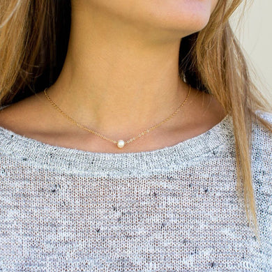 Laramoi Simple Imitation Pearl Pendant Necklace Women Stainless Steel Thin Chain Choker Birthday Gift Fahion Jewelry Wholesale