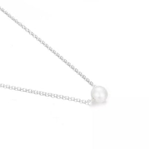 Laramoi Simple Imitation Pearl Pendant Necklace Women Stainless Steel Thin Chain Choker Birthday Gift Fahion Jewelry Wholesale