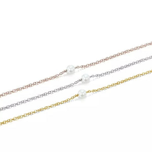 Laramoi Simple Imitation Pearl Pendant Necklace Women Stainless Steel Thin Chain Choker Birthday Gift Fahion Jewelry Wholesale