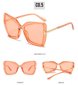 Large Frame 2023 Sunglasses T Butterfly Styles Retro Design Tint Color Shades Female UV400 Sun Glasses