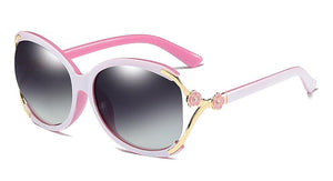 Occhiali da sole con montatura grande e ritaglio per donna, lenti trasparenti polarizzate di tendenza, comodi da indossare e protezione anti-UV 