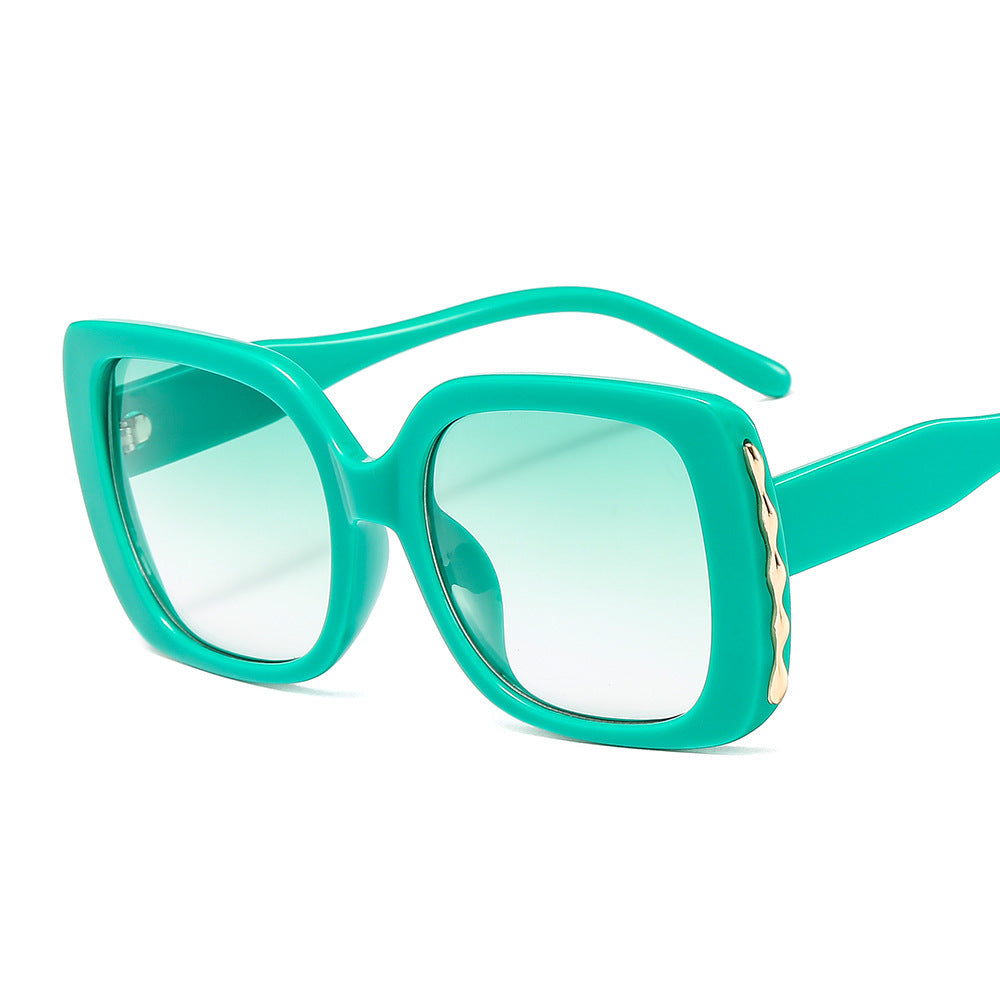 Large Frame Red and Green Color Men's and Women's Sunglasses Personality Versatile Trend Sunglasses