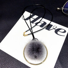 Load image into Gallery viewer, Large Golden Circle Plush Fur Pompom Ball Pendant Necklace For Women Girls Winter Sweater Chain Choker Jewelry Accessories Gift