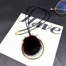 Load image into Gallery viewer, Large Golden Circle Plush Fur Pompom Ball Pendant Necklace For Women Girls Winter Sweater Chain Choker Jewelry Accessories Gift