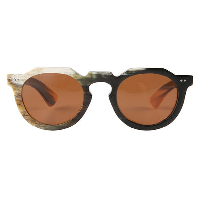 Large big oversize flower bridge rivets decorated oval round horn frame polarized sunglasses horn eyeglasses glasses