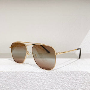 Large square frame, gold metal temples, women's sunglasses, 0511 gray, brown, blue, reflective lenses, fashionable men's glasses