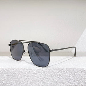 Large square frame, gold metal temples, women's sunglasses, 0511 gray, brown, blue, reflective lenses, fashionable men's glasses