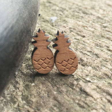 Laser Cut Supplies Pineapple Earrings Solid Wood Laser Cut Pineapple Stud Fruit Shape Jewelry X 10 Pairs