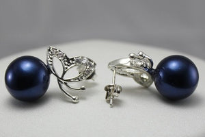Latest Round Shell Pearl With Butterfly-shape Stud Earring ER00030 12mm