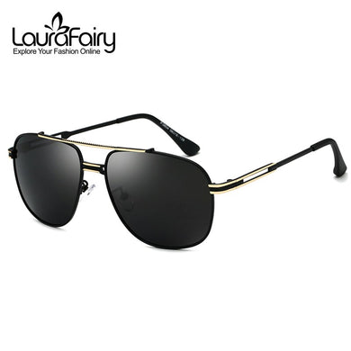 Laura Fairy British Style Men Pilot Sunglasses Twin-Beams Polarized Sunglasses Mens Sun Glasses Eyewear 120854