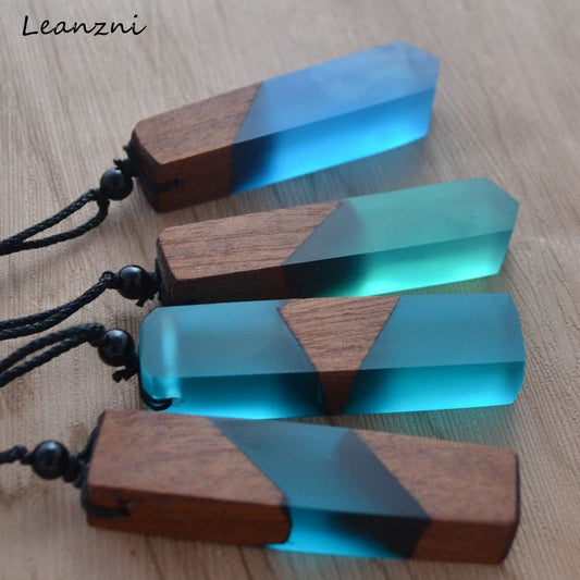pendente per collana in resina di legno alla moda da uomo, catena in corda intrecciata, regali di gioielli di vendita calda 