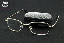 Load image into Gallery viewer, Leesbril Two Pairs! Portable Golden Metal Frame Classic Foldable Reading Glasses With Belt Case +1 +1.5 +2 +2.5 +3 +3.5 +4. 918
